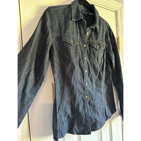 Talbots Women’s Dark Denim Fitted Western Style Snap Front Shirt Size 8 - Picture 3 of 6